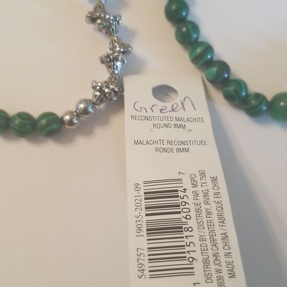 Mens 2 Pc. Green Malachite & Silverplated Expansion Bracelets Custom Made 8" - Picture 9 of 15